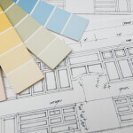 Vector graphic of interior design on a blueprint